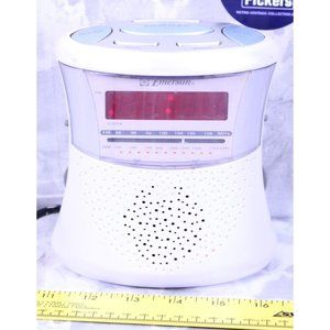 EMERSON Radio Alarm Clock AM/FM Radio CK7330 Pearl White Red LCD Display Works G